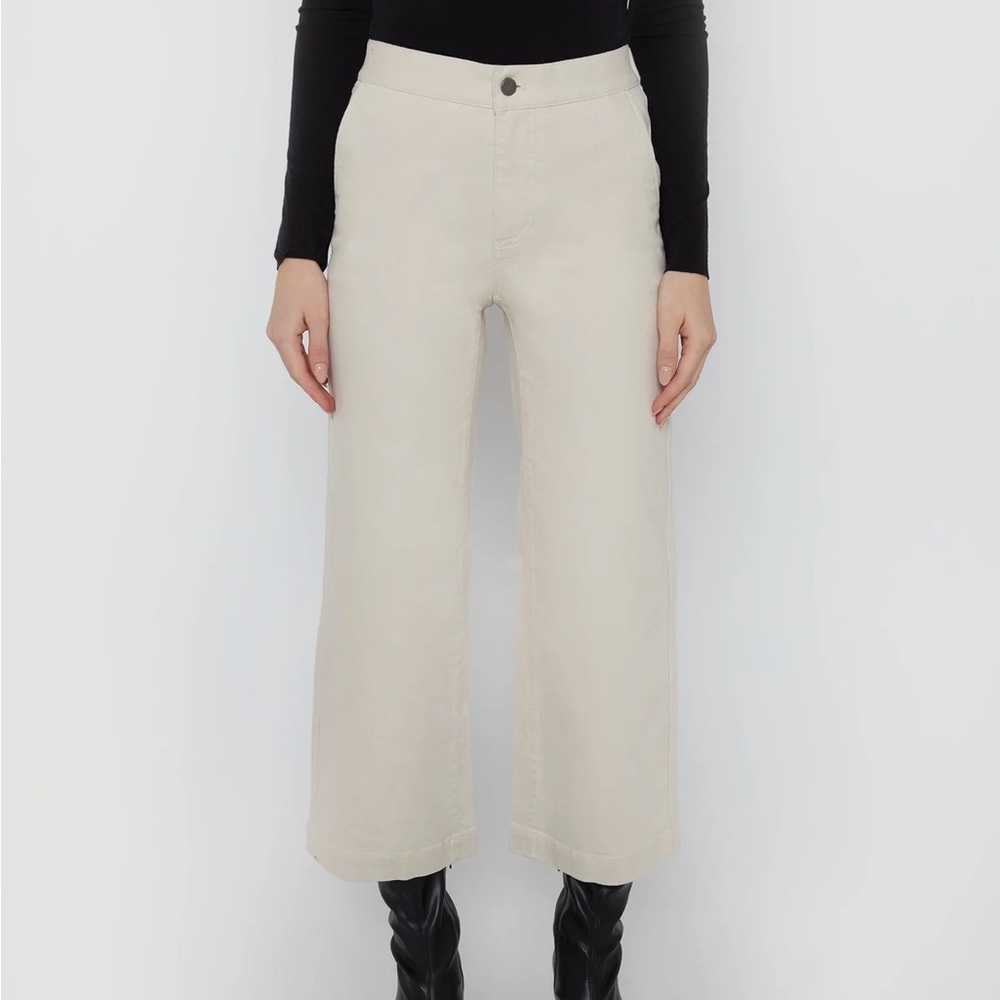 Oak and Fort Cropped Twill Wide Leg Pant in Oatmeal